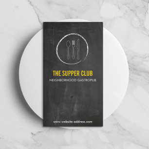 FORK SPOON KNIFE CHALKBOARD LOGO 2 for Restaurant Business Card