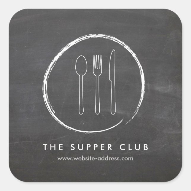 FORK SPOON KNIFE CHALKBOARD LOGO Stickers (Front)