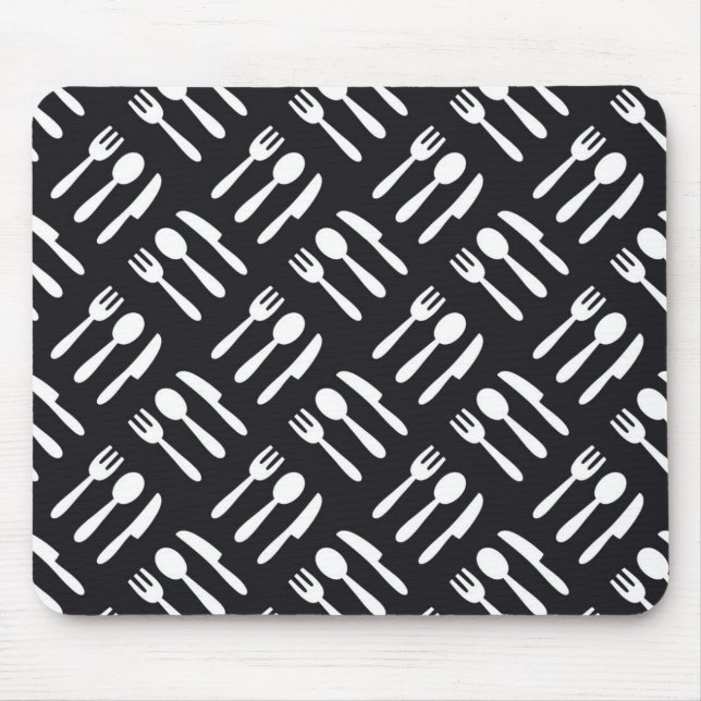 Fork spoon knife pattern mouse pad (Front)