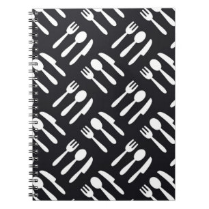 Fork spoon knife pattern spiral notebook