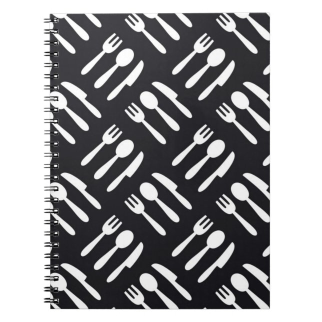 Fork spoon knife pattern spiral notebook (Front)