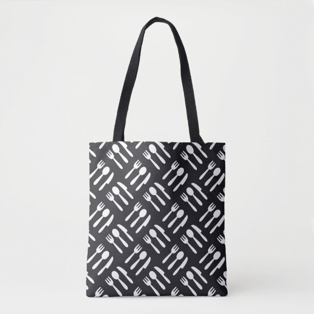 Fork spoon knife pattern tote bag (Front)