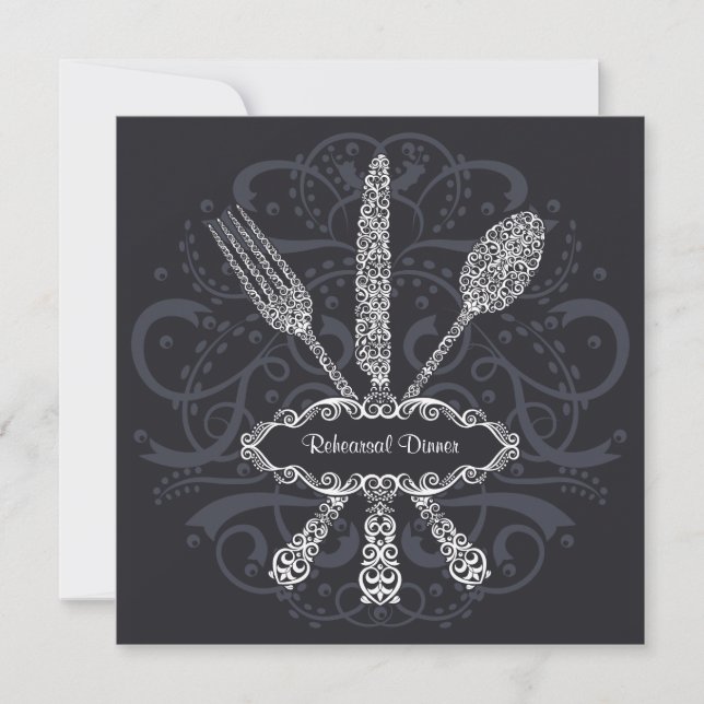 Fork Spoon Knife Rehearsal Dinner Invitation (Front)