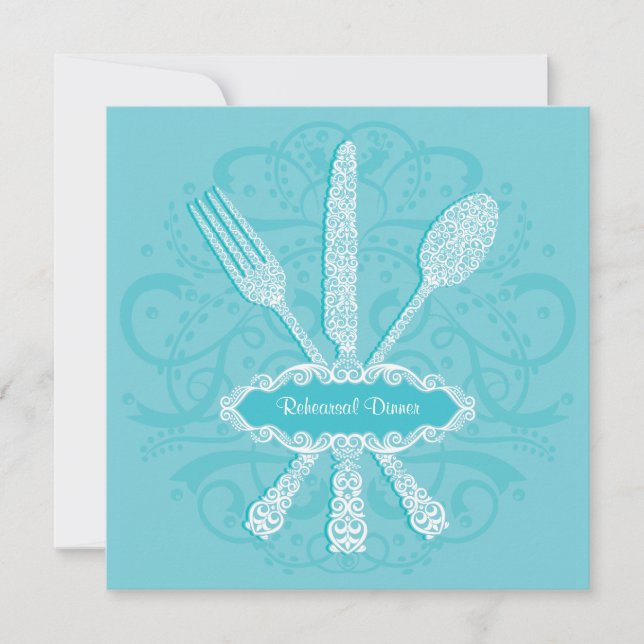 Fork Spoon Knife Rehearsal Dinner Invitation (Front)