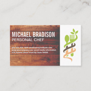 Fork Spoon Logo Wood Business Card