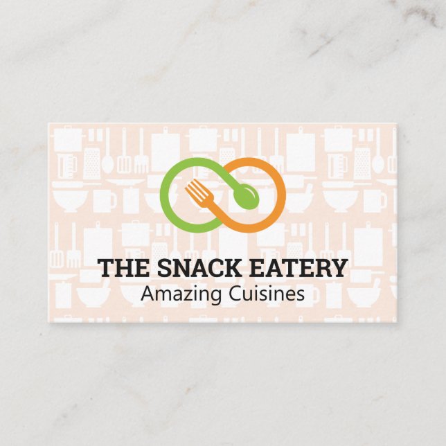 Fork Spoon | Restaurant Kitchen Utensils Business Card (Front)