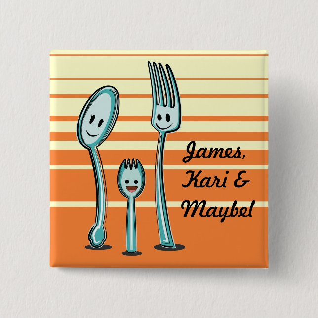 Fork + Spoon= Spork 15 Cm Square Badge (Front)