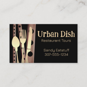 fork stuck tomato spoon knife dinin catering bu... business card