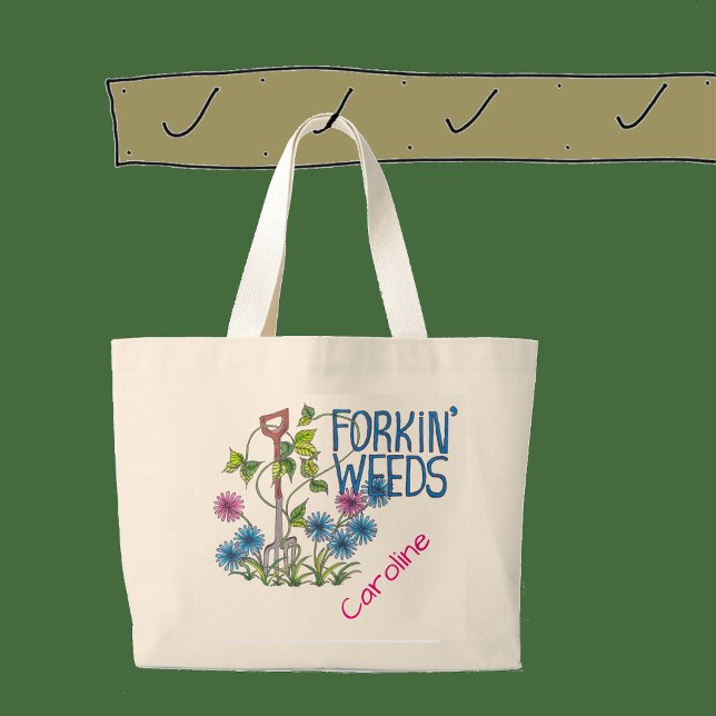 Forkin' Weeds (no background) Large Tote Bag (Creator Uploaded)