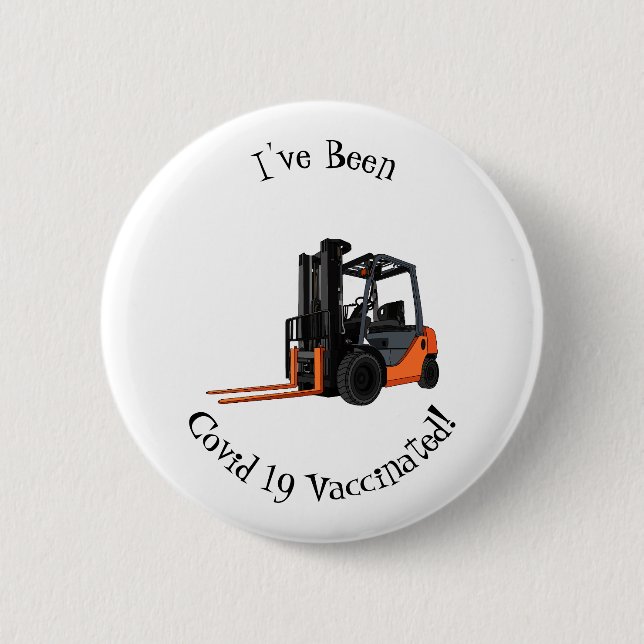 Forklift cartoon illustration 6 cm round badge (Front)