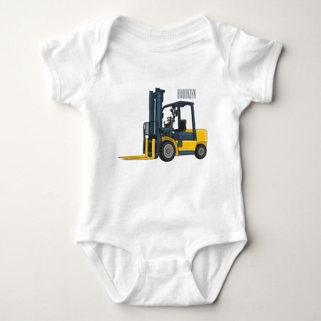 Forklift cartoon illustration baby bodysuit (Front)