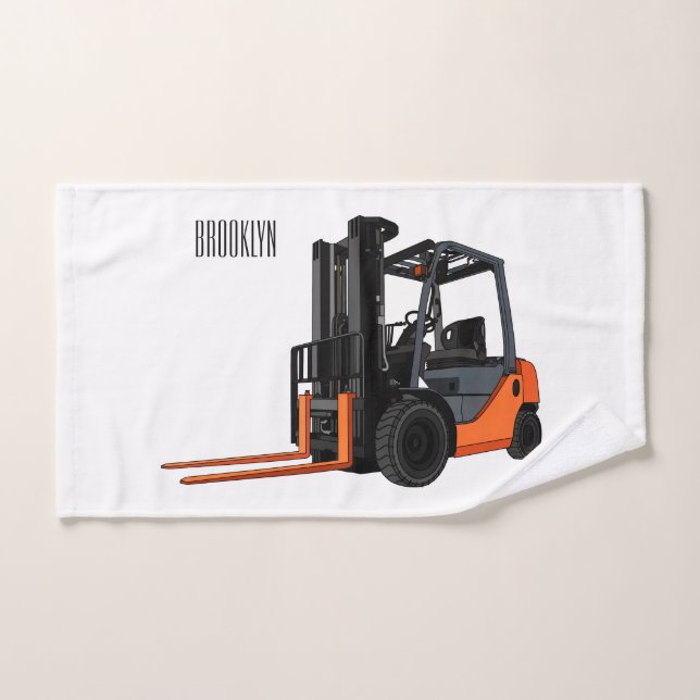 Forklift cartoon illustration bath towel set (Hand Towel)