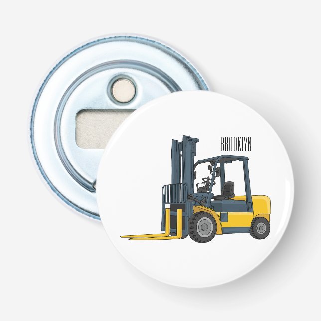 Forklift cartoon illustration bottle opener (Front)