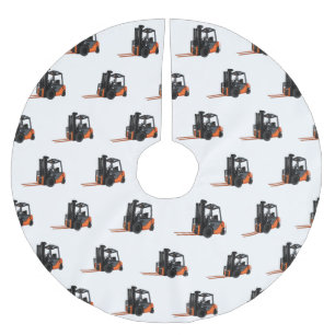 Forklift cartoon illustration brushed polyester tree skirt