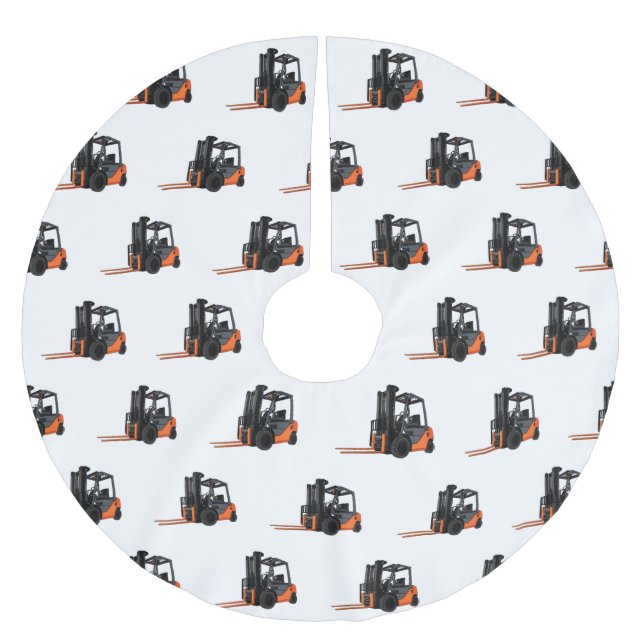 Forklift cartoon illustration brushed polyester tree skirt (Front)
