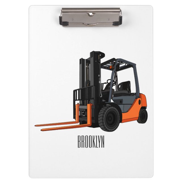 Forklift cartoon illustration clipboard (Front)