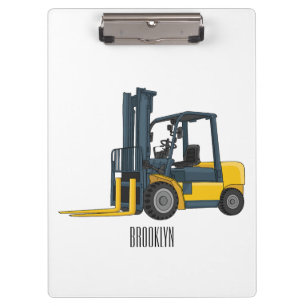 Forklift cartoon illustration clipboard