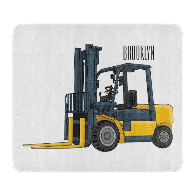 Forklift cartoon illustration cutting board (Front)