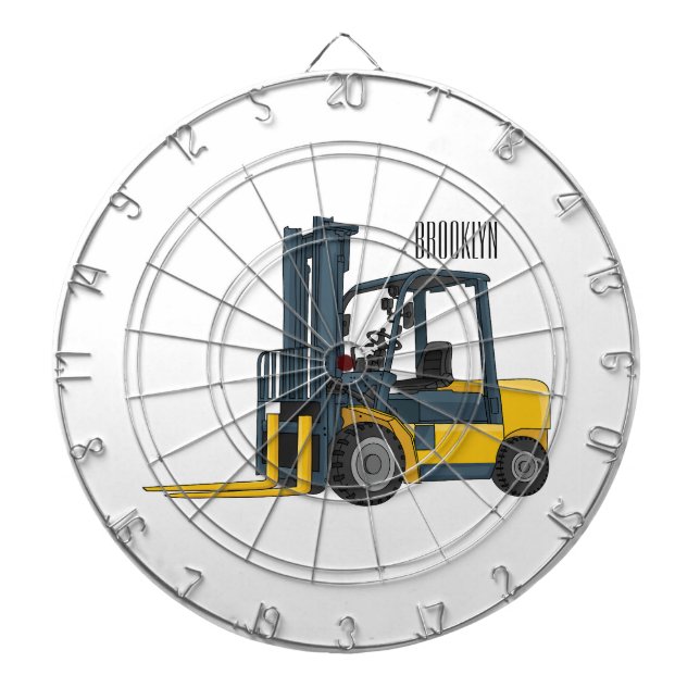 Forklift cartoon illustration dartboard (Front)