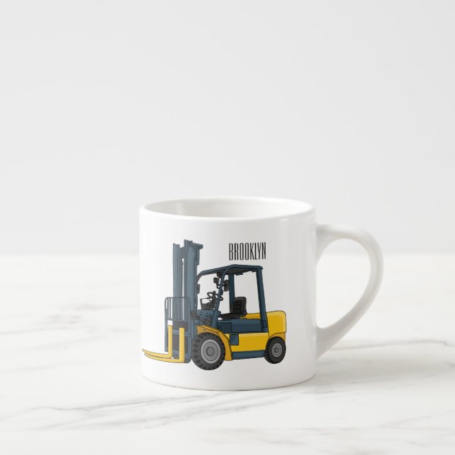 Forklift cartoon illustration espresso cup (Right)