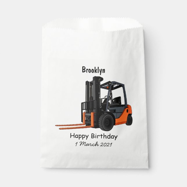 Forklift cartoon illustration favour bags (Front)