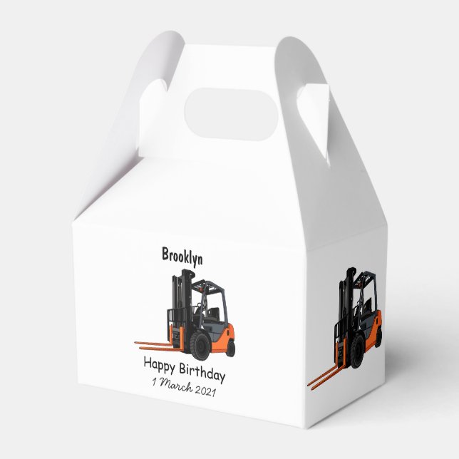 Forklift cartoon illustration favour box (Front Side)