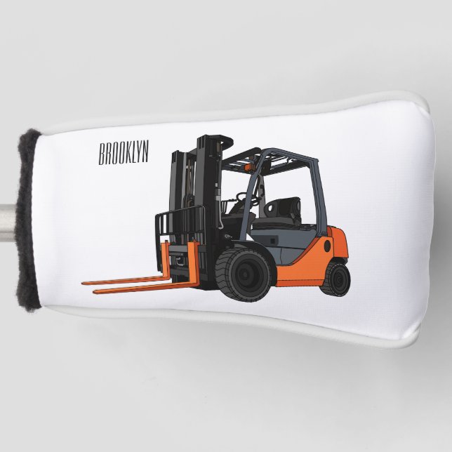 Forklift cartoon illustration golf head cover (Front)