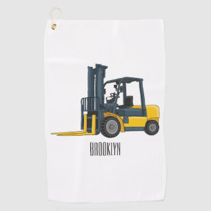 Forklift cartoon illustration golf towel
