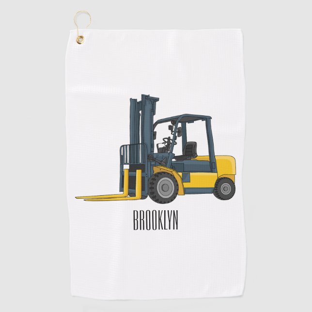 Forklift cartoon illustration golf towel (Front)