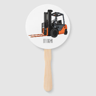 Forklift cartoon illustration hand fan