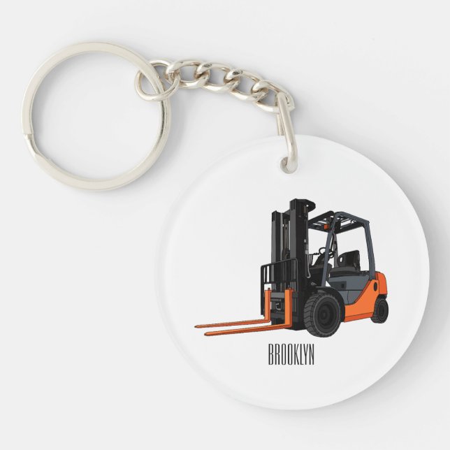Forklift cartoon illustration key ring (Front)