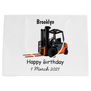 Forklift cartoon illustration large gift bag