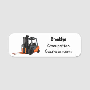 Forklift cartoon illustration name tag