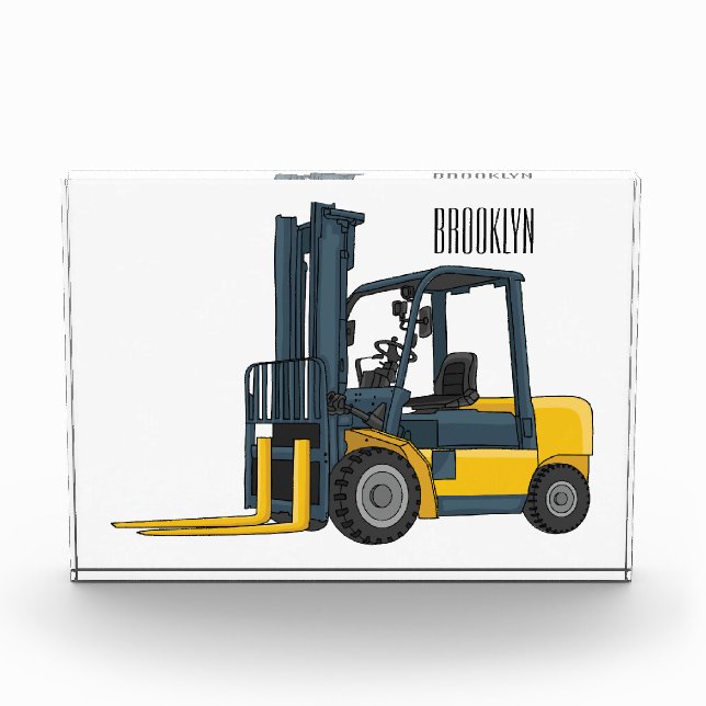 Forklift cartoon illustration photo block (Front)