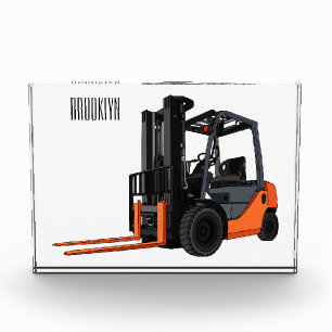 Forklift cartoon illustration photo block