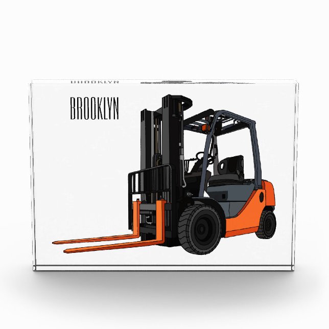 Forklift cartoon illustration photo block (Front)