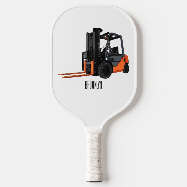 Forklift cartoon illustration pickleball paddle (Front)