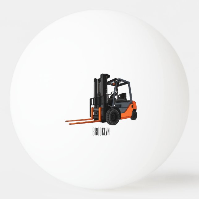 Forklift cartoon illustration ping pong ball (Front)