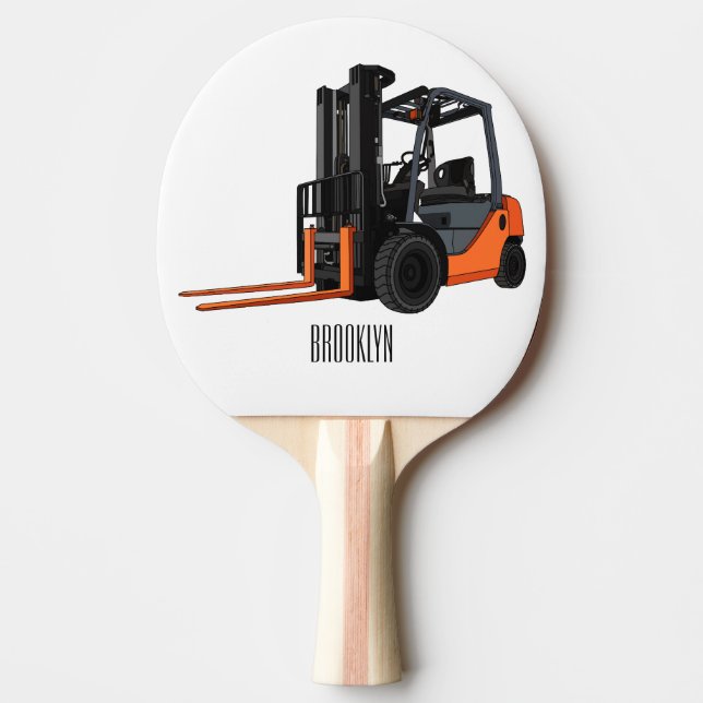 Forklift cartoon illustration ping pong paddle (Front)