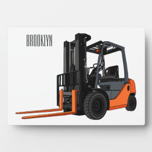 Forklift cartoon illustration plaque