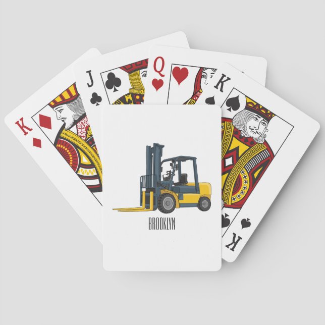 Forklift cartoon illustration playing cards (Back)