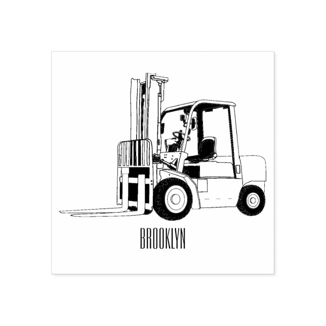 Forklift cartoon illustration rubber stamp (Imprint)