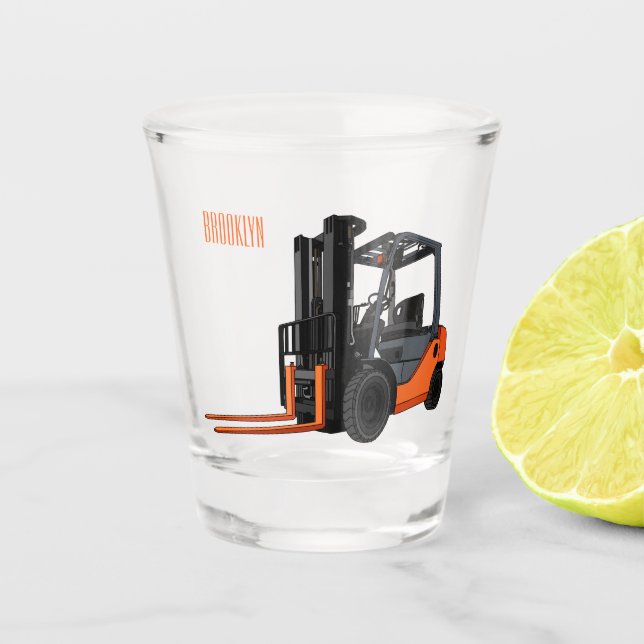Forklift cartoon illustration shot glass (Front)