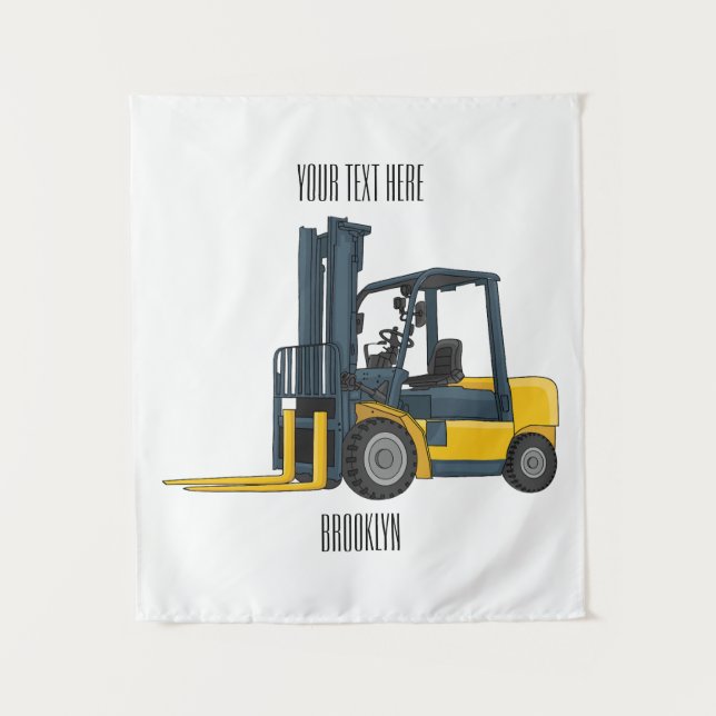 Forklift cartoon illustration tapestry (Front)