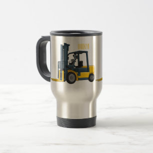 Forklift cartoon illustration  travel mug