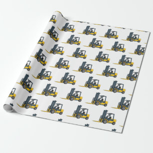 Forklift cartoon illustration wrapping paper