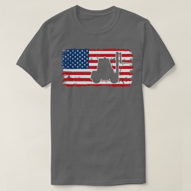 Forklift Driver USA Flag T-Shirt (Design Front)