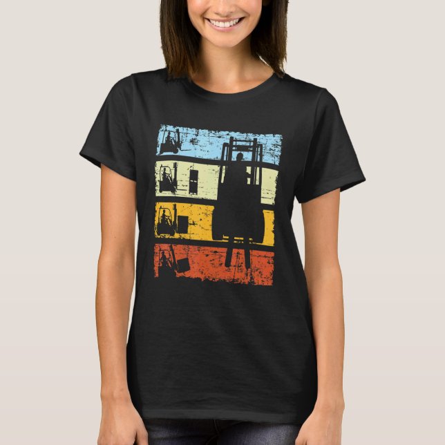Forklift Driver Warehouse Forklift Retro T-Shirt (Front)