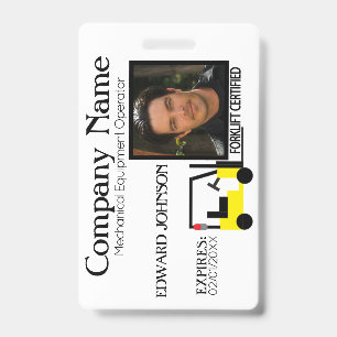 Forklift Employee Badge ID Badge