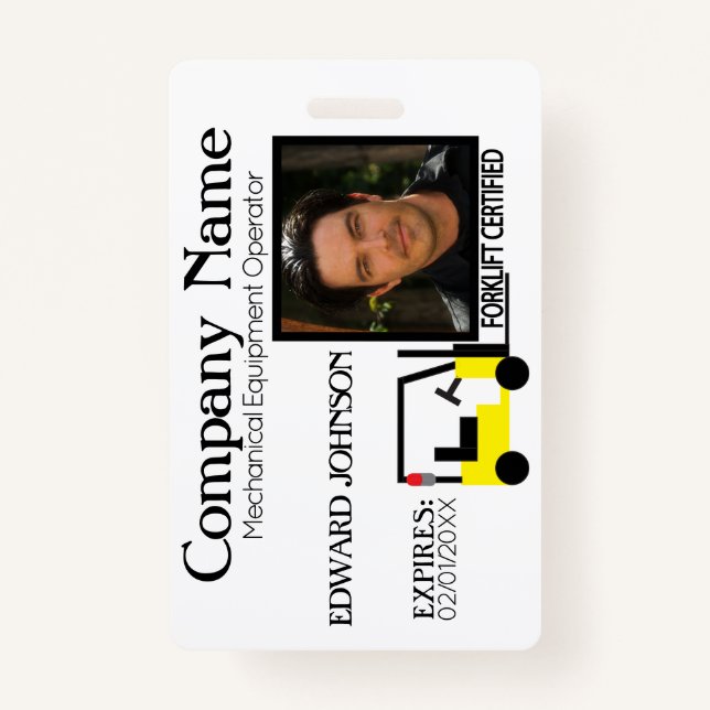 Forklift Employee Badge ID Badge (Front)